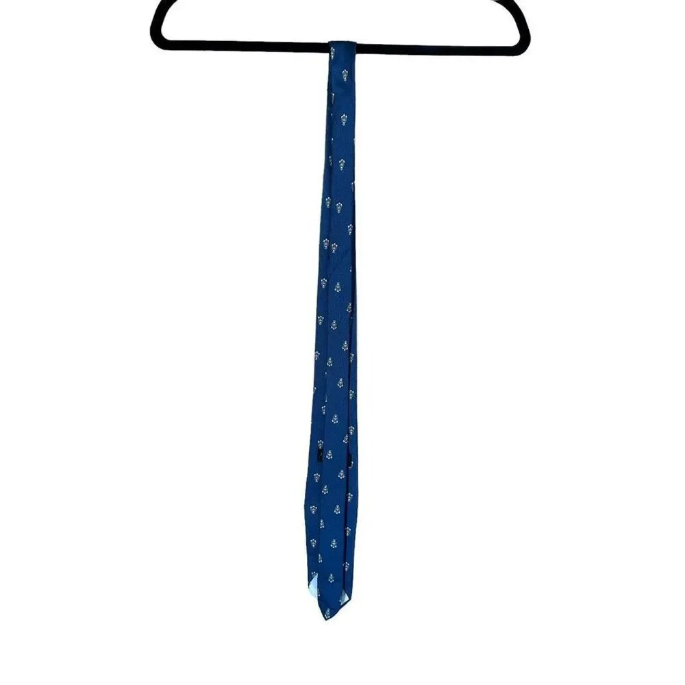 YSL Yves Saint Laurent Blue With Pattern 100% Silk Tie